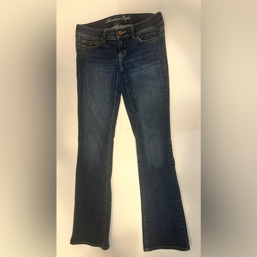 American Eagle Jeans Women’s Size 2 R Slim Boot Super Stretch Dark Wash Low Rise